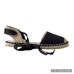 Brand New Black Lace Up Flag Espadrilles